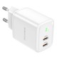 Borofone BN9 PD QC3.0 35W Wall Adapter Charger 2Usb-C White