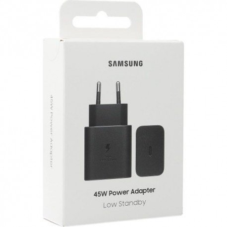 Samsung EP-T4511XBE Fast Wall Charger Usb C 45W+Usb C/Usb C Cable Black ORIGINAL Blister