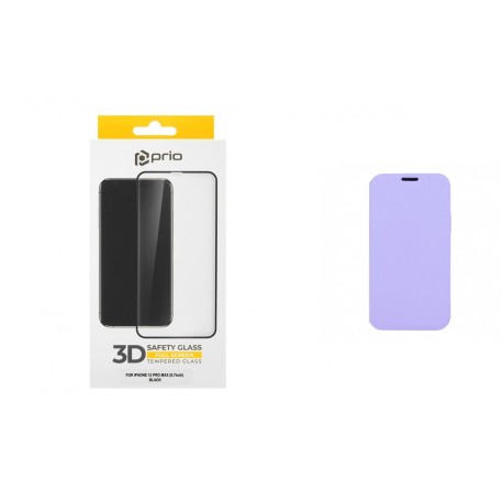 Apple iPhone 12 Pro Max Vennus Lite Case Light Violet+Prio 3D Full Face Tempered Glass