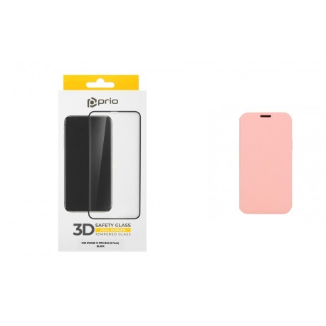 Apple iPhone 12 Pro Max Vennus Lite Case Light Pink+Prio 3D Full Face Tempered Glassk