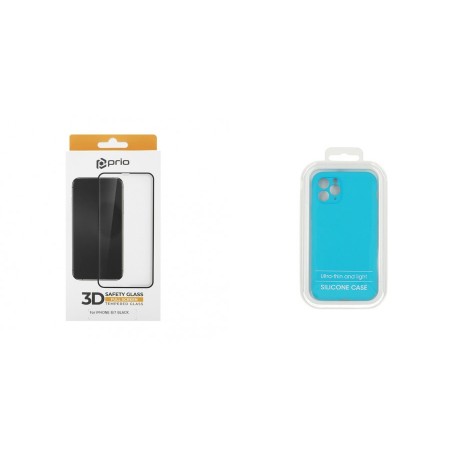 Apple iPhone 12 Pro Max Vennus Lite Silicone Light Blue+Prio 3D Full Face Tempered Glass
