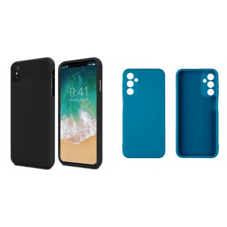 Samsung Galaxy A14 5G/4G Mercury Soft Feeling Silicone Black+Obal:Me Matte Silicone Blue