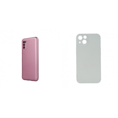 Samsung Galaxy A14 5G/4G Metallic Silicone Pink+Soft Silicone White