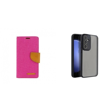 Samsung Galaxy A14 5G/4G Canvas Case Pink+Variete Silicone Black