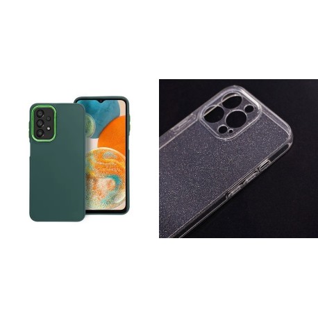 Samsung Galaxy A14 5G/4G Frame Silicone Green+Shine Silicone Smoky