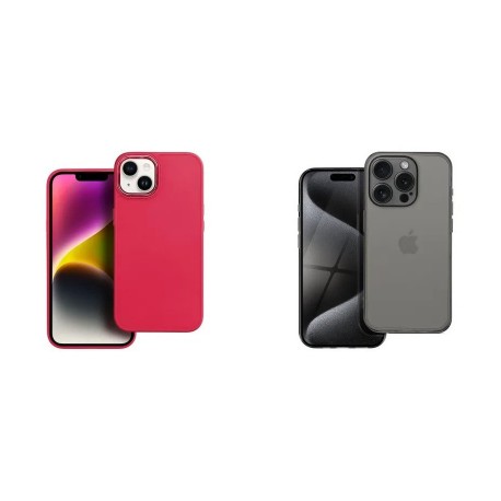 Samsung Galaxy A14 5G/4G Frame Silicone Magenta+Box Premium 1,5mm Silicone Transparent/Black