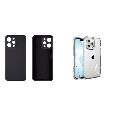Xiaomi Redmi 12C Obal:Me Matte Silicone Black+Armor AntiShock Silicone Transparent