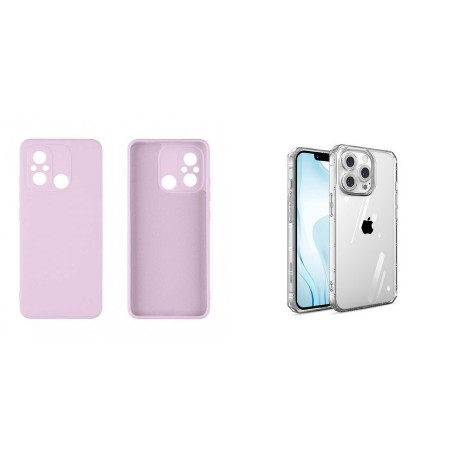 Xiaomi Redmi 12C Obal:Me Matte Silicone Purple+Armor AntiShock Silicone Transparent
