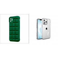Xiaomi Redmi 12C Obal:Me Block Silicone Green+Armor AntiShock Silicone Transparent