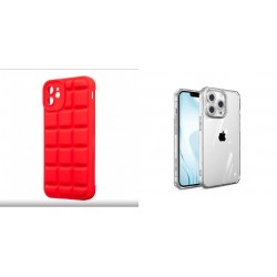 Xiaomi Redmi 12C Obal:Me Block Silicone Red+Armor AntiShock Silicone Transparent