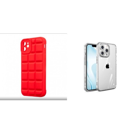 Xiaomi Redmi 12C Obal:Me Block Silicone Red+Armor AntiShock Silicone Transparent