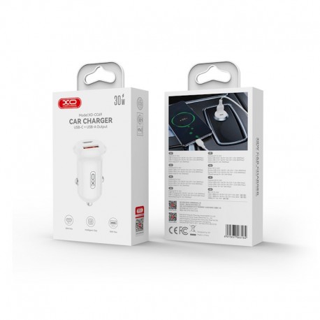 XO CC69 PD 30W Usb+Usb-C Car Adapter Charger White