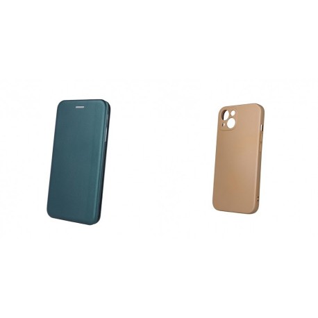 Apple iPhone 13 Elegance Case Green+Metallic Silicone Gold