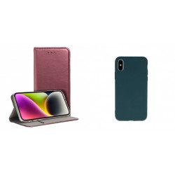 Xiaomi Redmi 13 4G/5G Magnet Case Burgundy+Soft Silicone Green