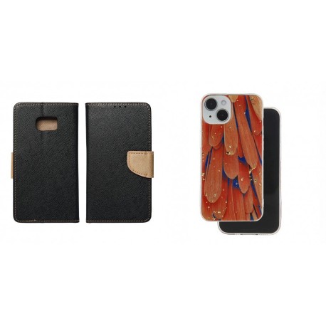 Samsung Galaxy A55 5G Fancy Case Black/Gold+Gold Glam Silicone Orange