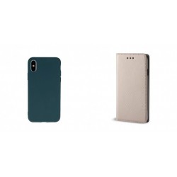 Samsung Galaxy A55 5G Soft Silicone Green+Magnet Case Gold