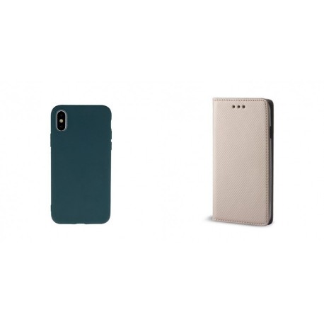 Samsung Galaxy A55 5G Soft Silicone Green+Magnet Case Gold
