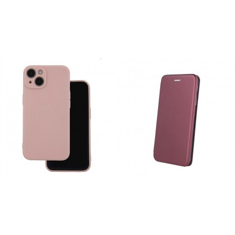 Samsung Galaxy A55 5G Soft Silicone Pale Pink+Elegance Case Burgundy