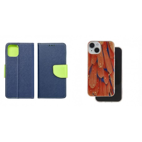 Samsung Galaxy A55 5G Fancy Case Navy /Lime+Gold Glam Silicone Orange