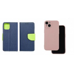 Samsung Galaxy A55 5G Fancy Case Navy /Lime+Soft Silicone Pale Pink