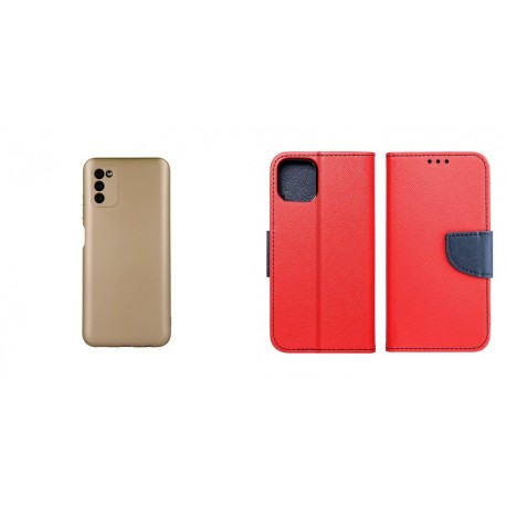 Samsung Galaxy A55 5G Metallic Silicone Gold+Fancy Case Red/Navy