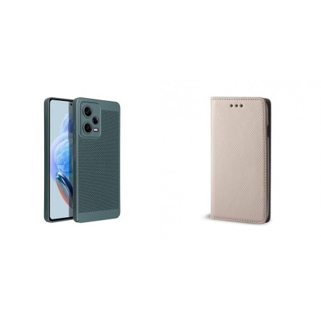 Samsung Galaxy A55 5G Breezy Silicone Green+Magnet Case Gold
