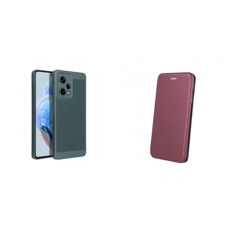 Samsung Galaxy A55 5G Breezy Silicone Green+Elegance Case Burgundy