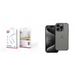 XO NB208B PD Type-C to Type-C DataCable 1m 60W Blue+Samsung Galaxy A14 5G/4G Box Premium 1,5mm Silicone Transparent/Black