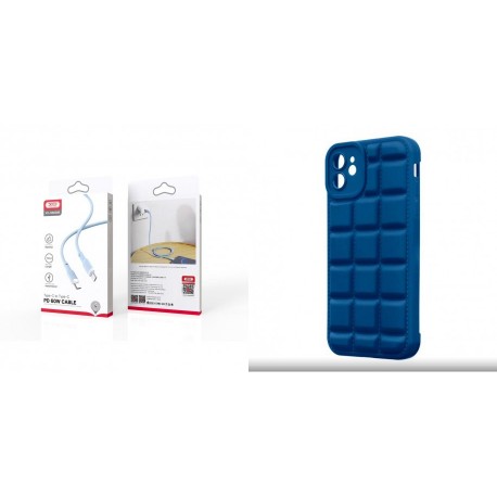 XO NB208B PD Type-C to Type-C DataCable 1m 60W Blue+Samsung Galaxy A14 5G/4G Obal:Me Block Silicone Blue