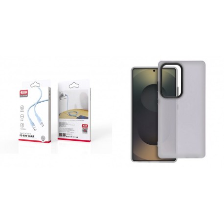 XO NB208B PD Type-C to Type-C DataCable 1m 60W Blue+Samsung Galaxy A35 5G Sappy Silicone Black