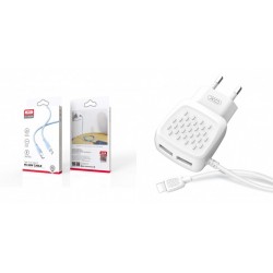 XO NB208B PD Type-C to Type-C DataCable 1m 60W Blue+XO L51 Walll Adapter 2Usb+Lightning Cable 2.1A White