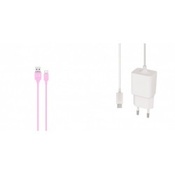 XO NB36 Usb/Lightning DataCable 2.1A 1m Pink+MaxLife MXTC-03 Type C Fast Travel Charger 2.1A White