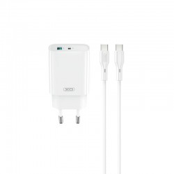 XO CE29 PD Wall Adapter Charger 20W Usb+Usb-C+Usb-C/Usb-C Data Cable White