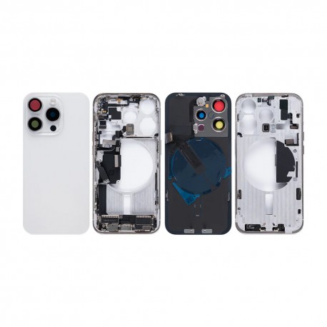 Apple iPhone 15 Pro Full Housing All Parts(Vibra/NFC/Charging Connector/Power/Volume/Flash Flex/Sim Tray)White Titanium GRADE A