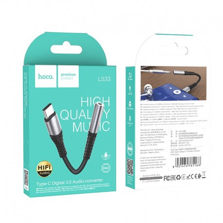 HOCO LS33 Type-C/3.5mm Jack Adapter Whte