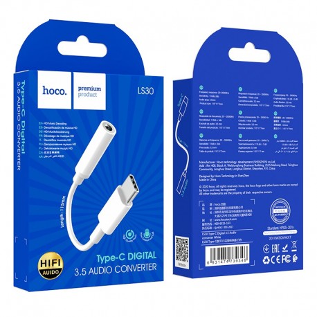 HOCO LS33 Type-C/3.5mm Jack Adapter Grey