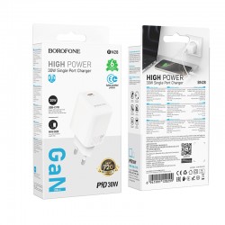 Borofone BN28 PD 30W Usb-C Wall Adapter Charger Mini Size White