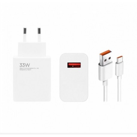 Xiaomi MDY-14-EL 33W Wall Adapter HyperCharger Usb/Usb-C Data Cable 6A White BULK