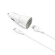 Car Charger + Micro Usb Cable 2A White