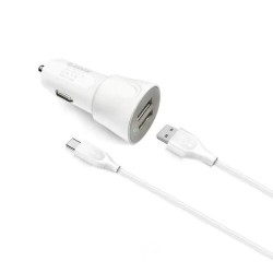 Car Charger + Micro Usb Cable 2A White
