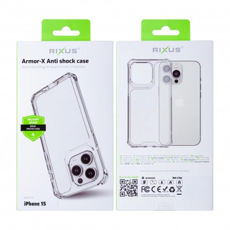 Apple iPhone 15 Rixus Armor-X Antisock Silicone Transparent
