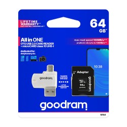 Goodram MicroSD Card 64GB+Adapter Class 10 UHS-1+Card Reader