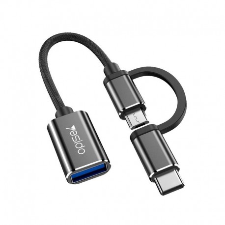 Yesido GS02 OTG Micro Usb/Usb C Adapter Black