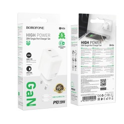 Borofone BN26 Wall Adapter 1Usb-C PD 20W+Type-C/Type-C Cable White