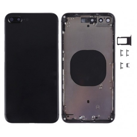 Apple iPhone 8 Plus BackCover Full Body+Camera Lens Black HQ