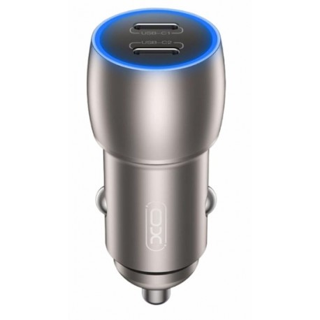 XO CC51 PD 40W Usb-C+Usb-C Car Adapter Charger Silver