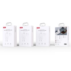 XO CE34 Wall Adapter Charger 2Usb +Micro Usb Data Cable 2,4A White