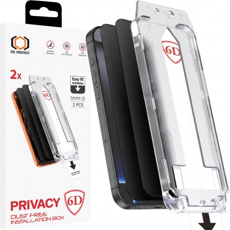 Apple iPhone 15 Pro Dust-Free Easy Fit Privacy Full Glue 6D Tempered Glass 2pcs