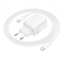 Borofone BN28 Fuente PD Wall Adapter 30W Usb-C+Usb-C/Usb-C Cable White