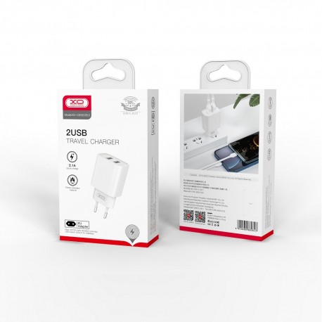 XO CE02C 2Usb Wall Adapter Charger 2,1A White